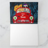 ダルメシアンの犬が運転する車の怖いハロウィン カード (内部)