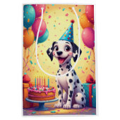 ダルメシアンの誕生日お祝い ミディアムペーパーバッグ (正面)