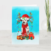 ダルメシアンの雪のクリスマスプレゼント カード (正面)