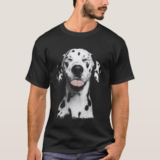 ダルメシアンの面白い犬の顔 Tシャツ (正面)