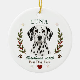 ダルメシアン犬のクリスマスパーソナライズ セラミックオーナメント