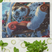 ダルメシアン犬のクリスマス キッチンタオル (折り畳み)