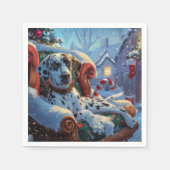 ダルメシアン犬のクリスマス スタンダードカクテルナプキン (正面)