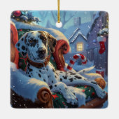 ダルメシアン犬のクリスマス セラミックオーナメント (裏面)