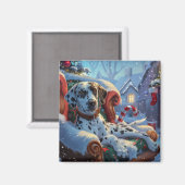 ダルメシアン犬のクリスマス マグネット (正面/裏面)