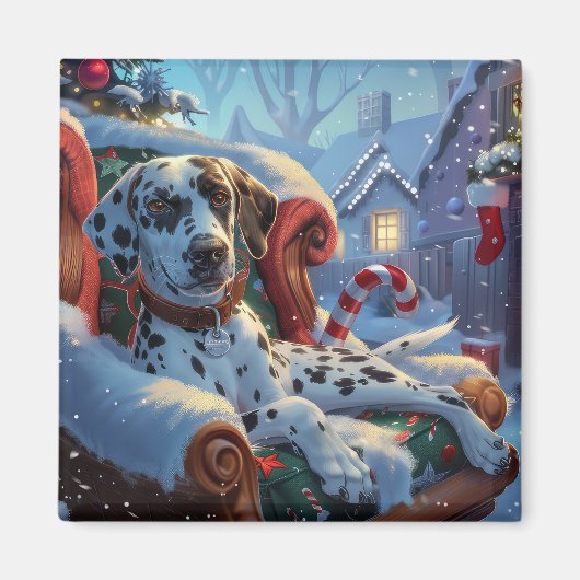 ダルメシアン犬のクリスマス マグネット (正面)