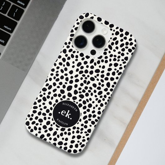 ダルメシアン犬の抽象的パターンモノグラム Case-Mate iPhoneケース