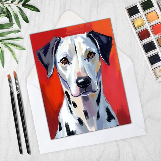 ダルメシアン絵画犬ペットカード