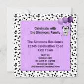 ダルメシアン4歳の誕生日パーティー 紫 招待状 (裏面)