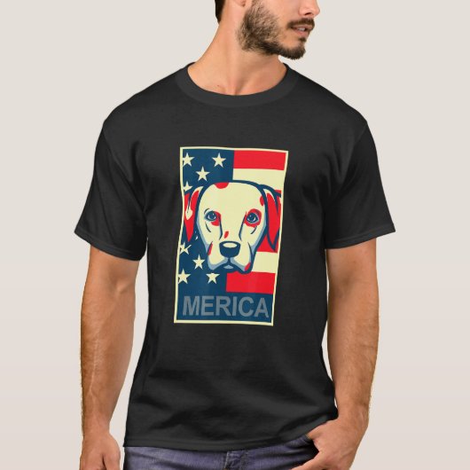 ダルメシアン アメリカ 7月4日 犬 パピー Tシャツ (正面)