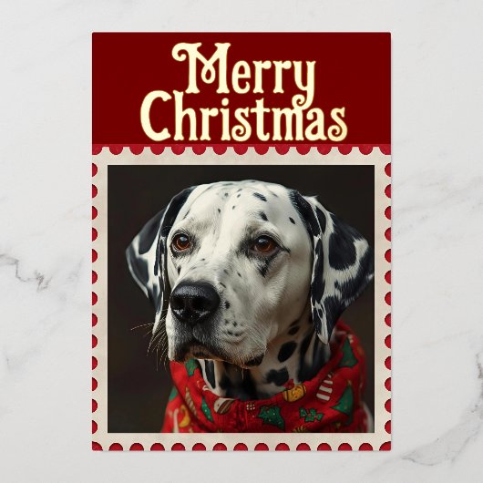 ダルメシアン クリスマス 箔シーズンカード (正面)