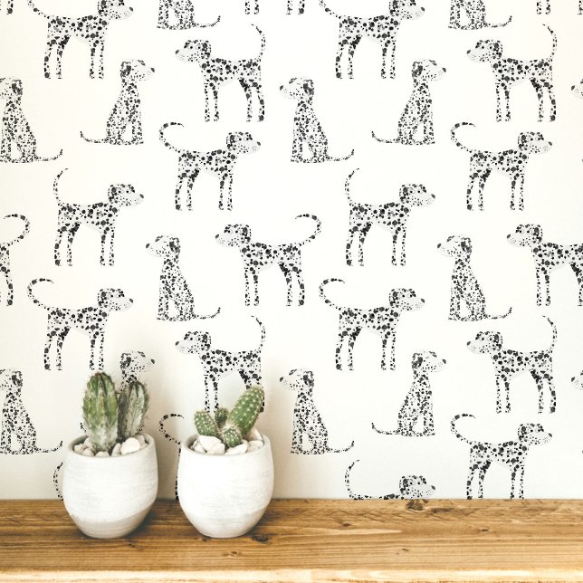 ダルメシアン ドッグ パターン 壁紙 (Fun Dalmatian dog peel and stick art wallpaper for animal and pet lovers)