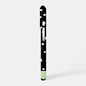 ダルメシアン ドット、スポット、黒と白、お名前 iPhone 16ケース (左側面)
