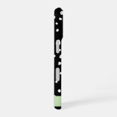 ダルメシアン ドット、スポット、黒と白、お名前 iPhone 16ケース (右側面)