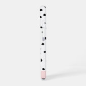 ダルメシアン ドット、スポット、黒と白、お名前 iPhone 16ケース (左側面)