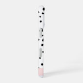 ダルメシアン ドット、スポット、黒と白、お名前 iPhone 16ケース (右側面)