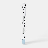 ダルメシアン ドット、スポット、黒と白、お名前 iPhone 16ケース (右側面)