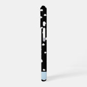 ダルメシアン ドット、スポット、黒と白、お名前 iPhone 16ケース (左側面)