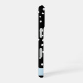 ダルメシアン ドット、スポット、黒と白、お名前 iPhone 16ケース (右側面)