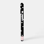 ダルメシアン ドット、スポット、黒と白、お名前 iPhone 16ケース (左側面)