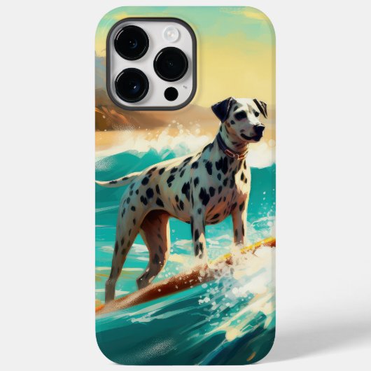 ダルメシアン ビーチ サーフィン 絵画 Case-Mate iPhoneケース (裏面)