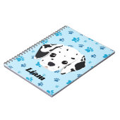 ダルメシアン ブルー パウ プリント 名入れ ノートブック (左側)