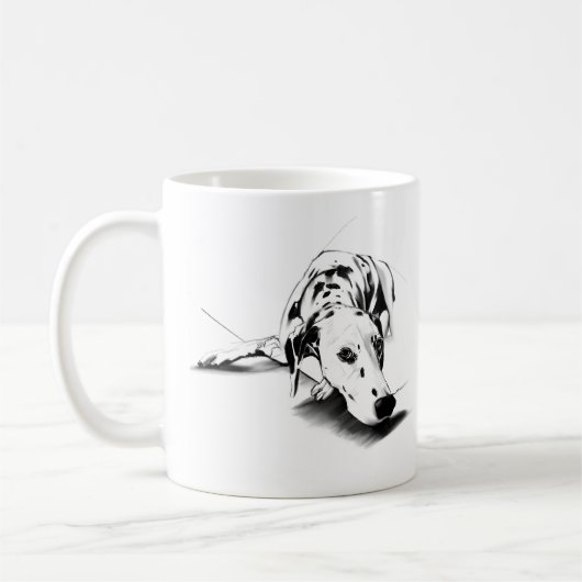 ダルメシアン マグカップ – 手描きの斑点犬 コーヒーマグ (左)