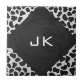 ダルメシアン モノグラム ブラック＆ホワイト プリント タイル (正面)