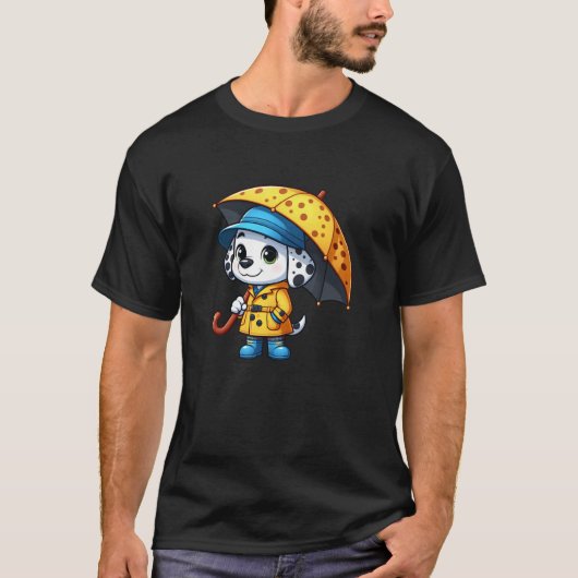 ダルメシアン+傘+犬+面白い+レインコート Tシャツ (正面)