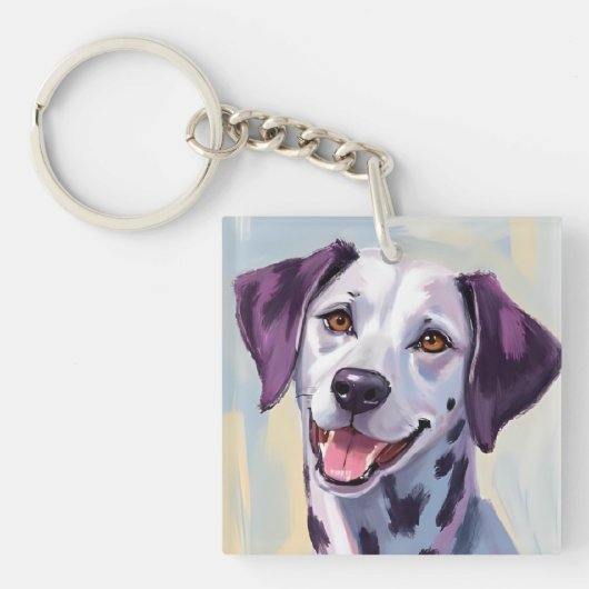 ダルメシアン | 水彩画の犬の絵 キーホルダー (正面)