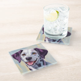 ダルメシアン | 水彩画スタイルの犬のペットアート ガラスコースター