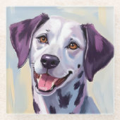 ダルメシアン | 水彩画スタイルの犬のペットアート ガラスコースター (正面)