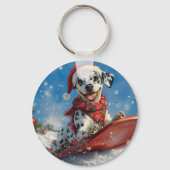 ダルメシアン+犬+そり+雪だるま+クリスマス キーホルダー (裏面)