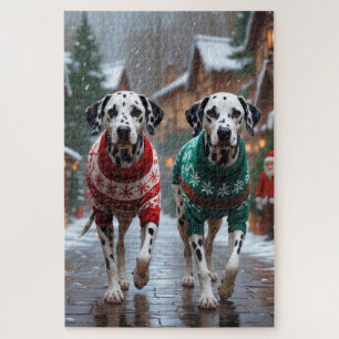 ダルメシアン 犬 クリスマス スノー ホリデー ジグソーパズル