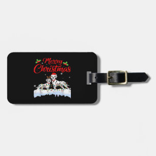 ダルメシアン 犬 クリスマス ライト サンタ 帽子 イヌ Xmas ラゲッジタグ