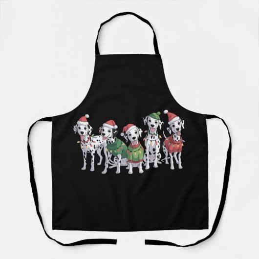 ダルメシアン 犬 クリスマス 愛好家 Xmas ドッグママ エプロン (正面)
