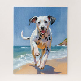 ダルメシアン+犬+ビーチ+水彩画+ペット+アート ジグソーパズル