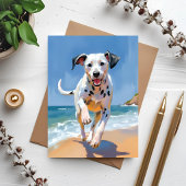 ダルメシアン 犬 ビーチ 水彩 ペット 絵画 カード