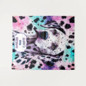 ダルメシアン 犬 ピンク パープル ターコイズ 誕生日 タペストリー (正面(横))