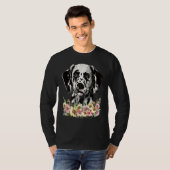 ダルメシアン 犬 フラワー Tシャツ (正面フル)