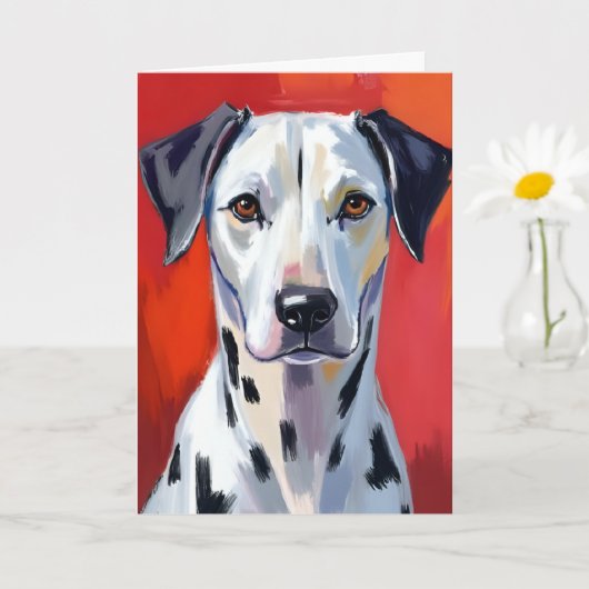 ダルメシアン 絵画 犬 ペット カード (小さな植物)