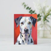 ダルメシアン 絵画 犬 ペット ポストカード (スタンド正面)