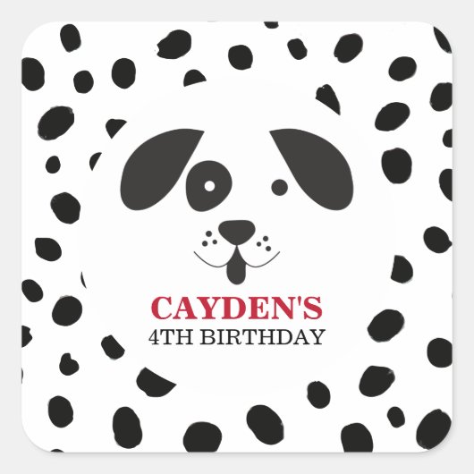 ダルメシアン 誕生日 黒斑の犬 スクエアシール (正面)