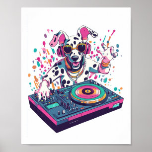 ダルメシアンDJ � EDMレイブパーティー犬 ポスター