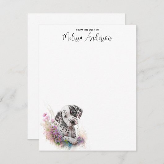 ダルメーションドッグかわいい子犬の水色パーソナライズされた ノートカード (正面/裏面)