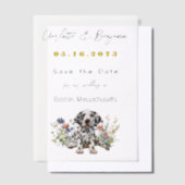 ダルメーションドッグとワイルドフラワー日付を保存 ベラム紙招待状 (オフセット)