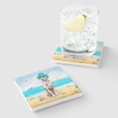 ダルメーションドッグオンビーチ ストーンコースター (横)