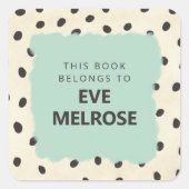 ダルメーションホテルプリントスポッティミント蔵書票シール スクエアシール (正面)