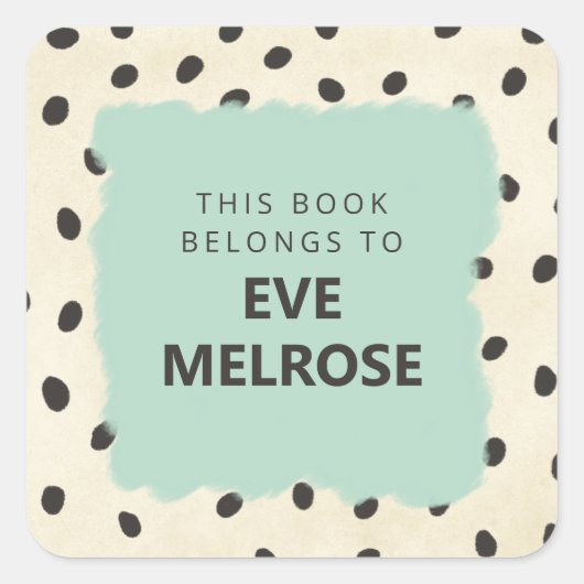 ダルメーションホテルプリントスポッティミント蔵書票シール スクエアシール (正面)