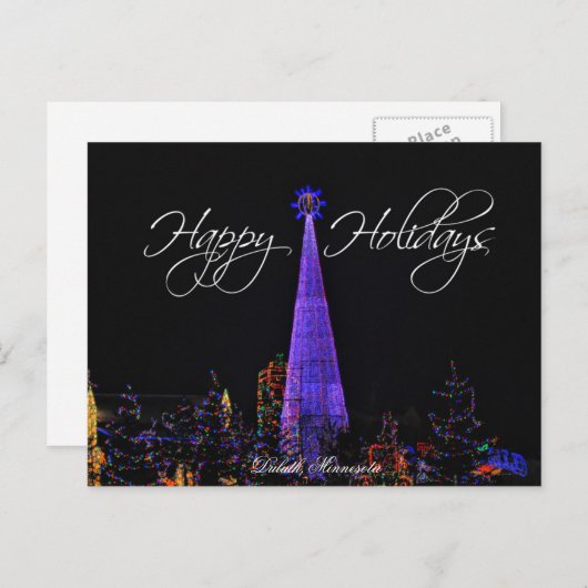 ダルースミネソタのクリスマスの照明の郵便はがき シーズンポストカード (正面/裏面)